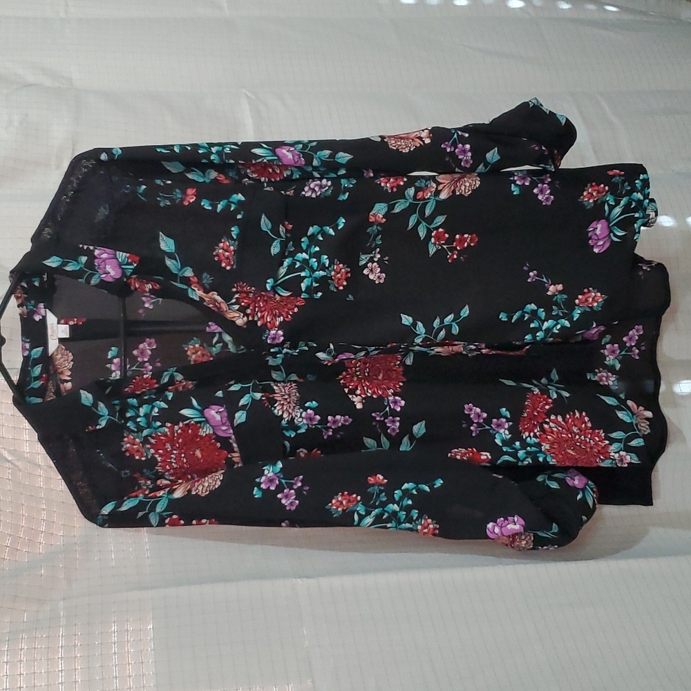 Button down Blouse with lace shoulders